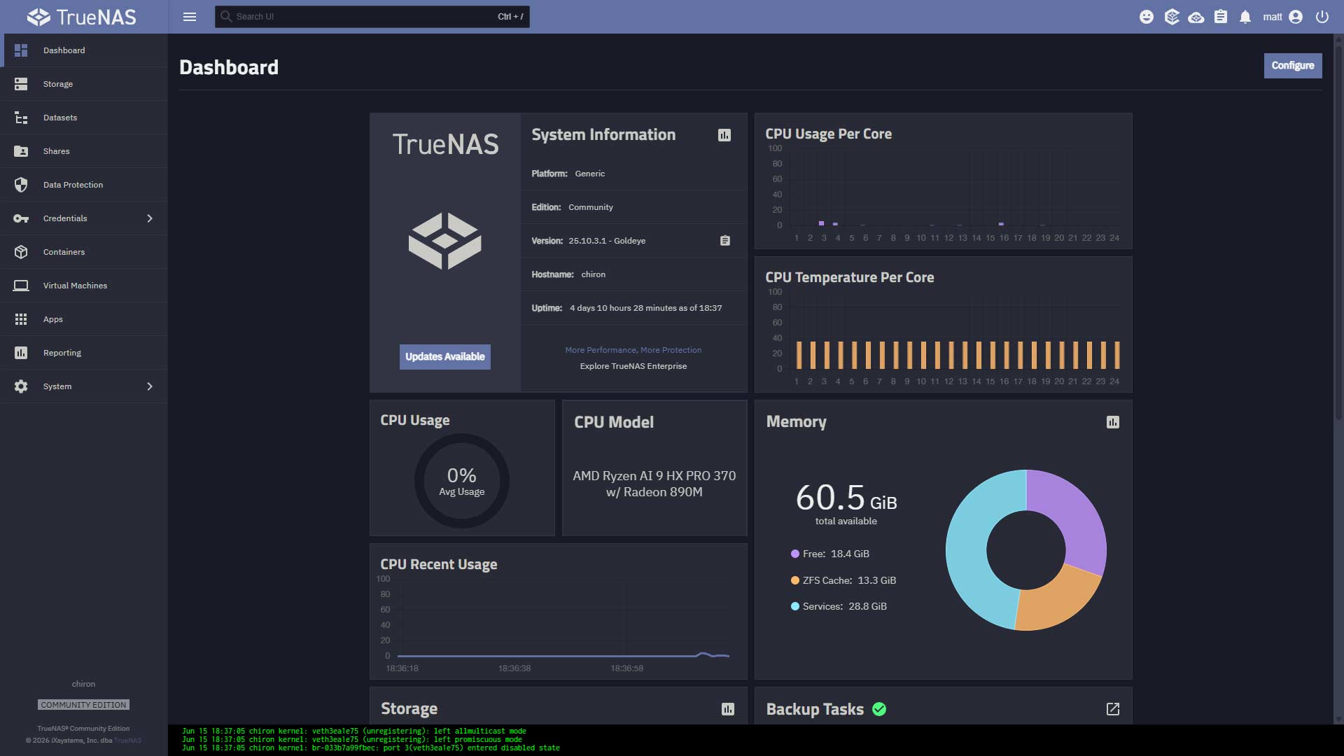 Minisforum N5 Pro - TrueNAS UI